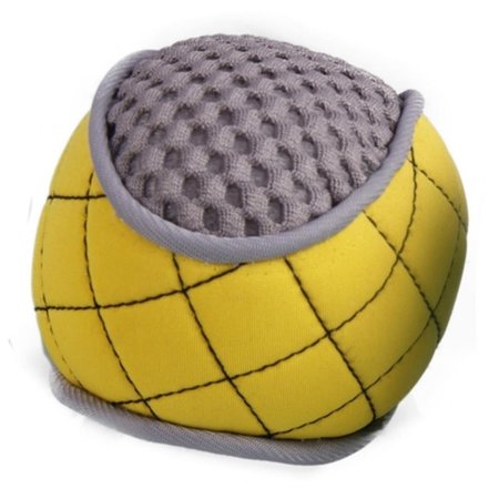 PETPURIFIERS Bark-Active Neoprene Mesh Flotation Ball Fetch Dog Toy Yellow And Gray PE480422